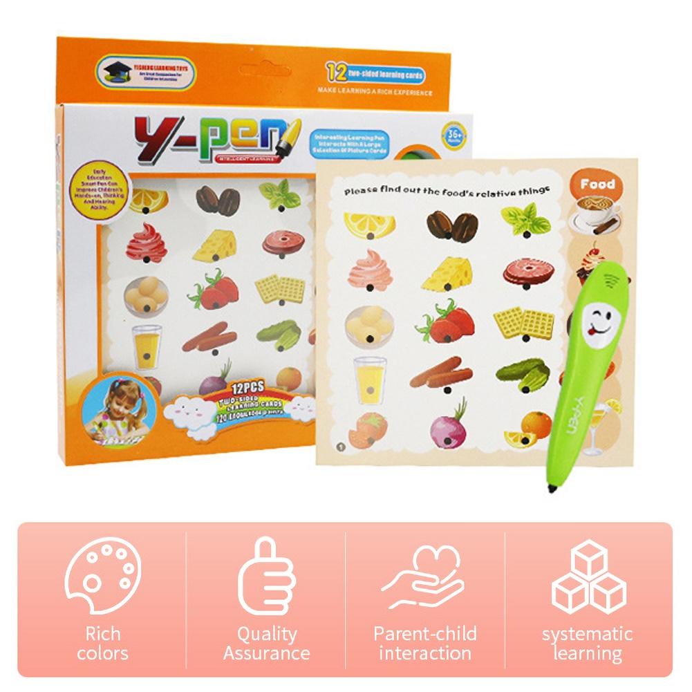 12 stuks kinderspeelgoed met dieren en fruit als leermiddel, leespenpuzzel, vroeg educatief speelgoed
