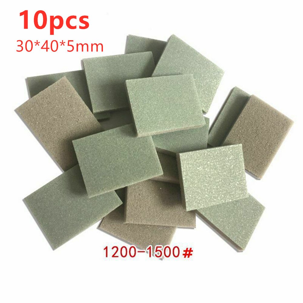 40 stk svamp sandpapir våt tørr polering sliping glassfiber plast støping vanntett slipeverktøy slipepapir svamp: 10 stk 1200-1500
