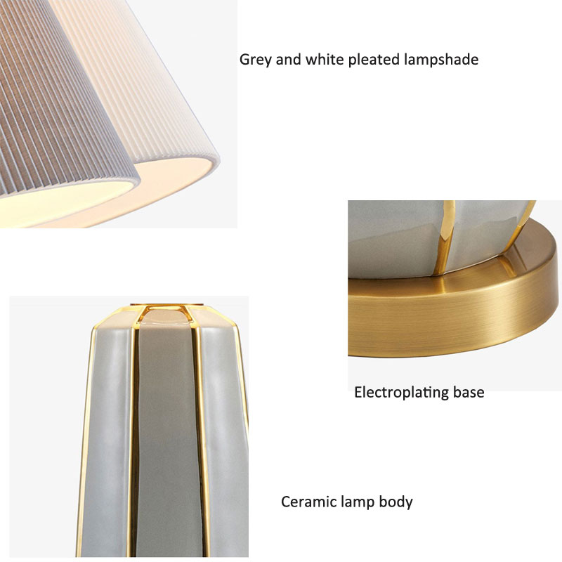 Amerikansk keramisk skrivebordslampe europeisk stue arbeidsrom bryllupsrom soverom nattbordslampe enkel moderne nordisk stoff skrivebordslampe