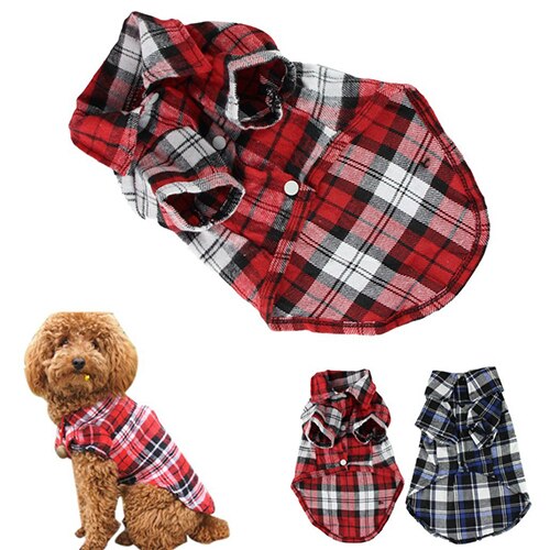 TINGHAO Hond kleren Leuk Huisdier Puppy Comfortabele Plaid Shirt Jas Kleding T-Shirt Maat XS SML Hond Levert