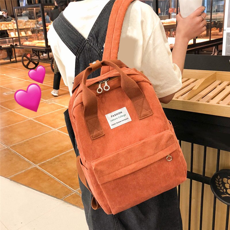 Corduroy Canvas Rugzak Voor Vrouwen College School Bagpack Harajuku Mode Reizen Schouder Boek Tassen Voor Tienermeisjes