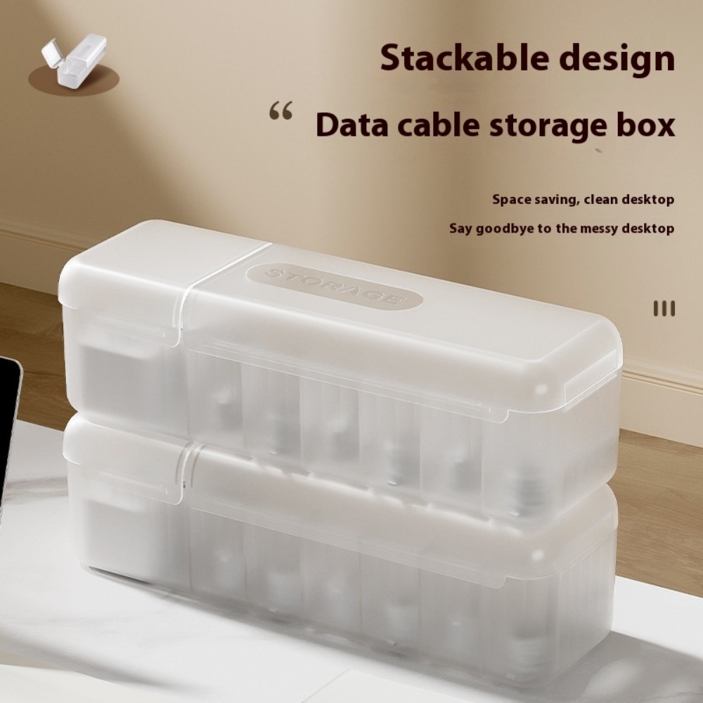 Cable Storage Box Organizer Charger Cord Storage Box Data Earphone Large Capacity Thickened Compartment Storage Box with Lid