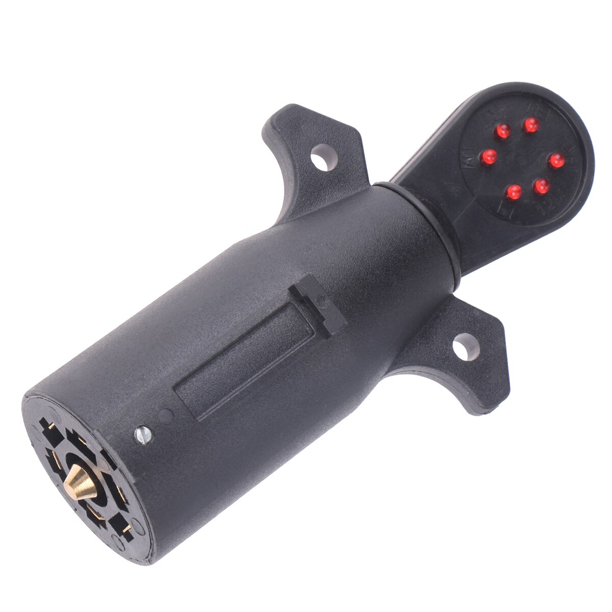 7-Way Blade Trailer Light Wiring Circuit Tester Round Adapter Pin Plug For Car RV Automobiles Trailer Car