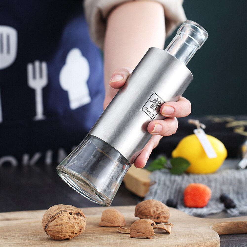 Stainless steel glass oil pot oil bottle vinegar pot kitchen oil tank pot leak-proof large soy sauce vinegar seasoning bottle