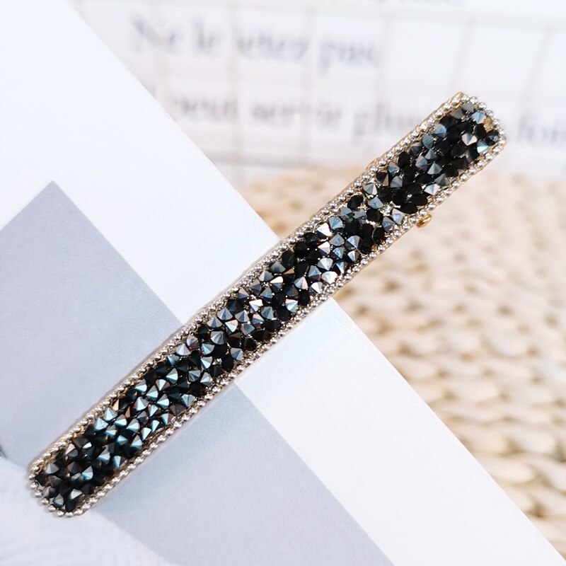 Ins Koreaanse Rechthoek Haarspeld Strass Haarspeldjes Metal Hair Clips Luxe Stenen Verharde Haar Klem Fringe Hair Accessoires: Black