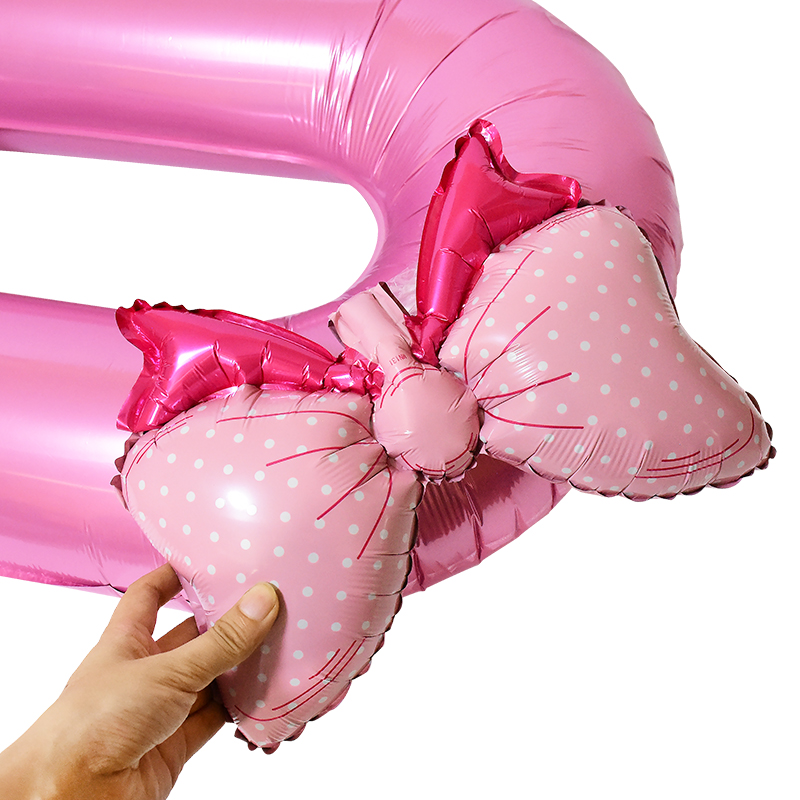 1pc grande 40 polegada número balão de folha rosa com arco 1 2 3 4 5 6 7 8 9 para crianças meninos meninas festa aniversário decorações do chuveiro do bebê