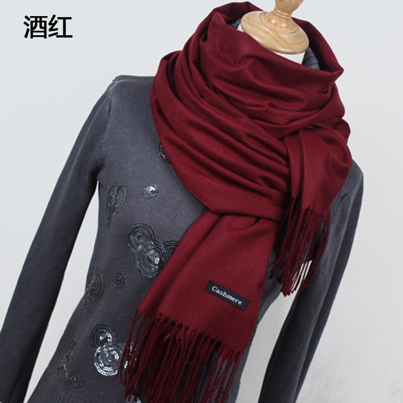 Skjerf pashmina cashmere skjerf wrap sjal vinterskjerf dameskjerf dusk langt teppe cachecol  yr001: Yr001 rødvin