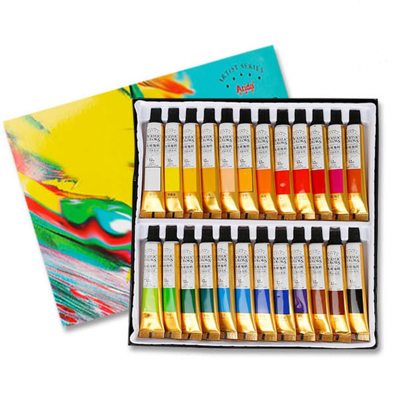 Art Supplies Acrylic Paints 12/18/24 Colors 12ml Tubes Artist Drawing Painting Pigment Hand Painted Wall Paint DIY