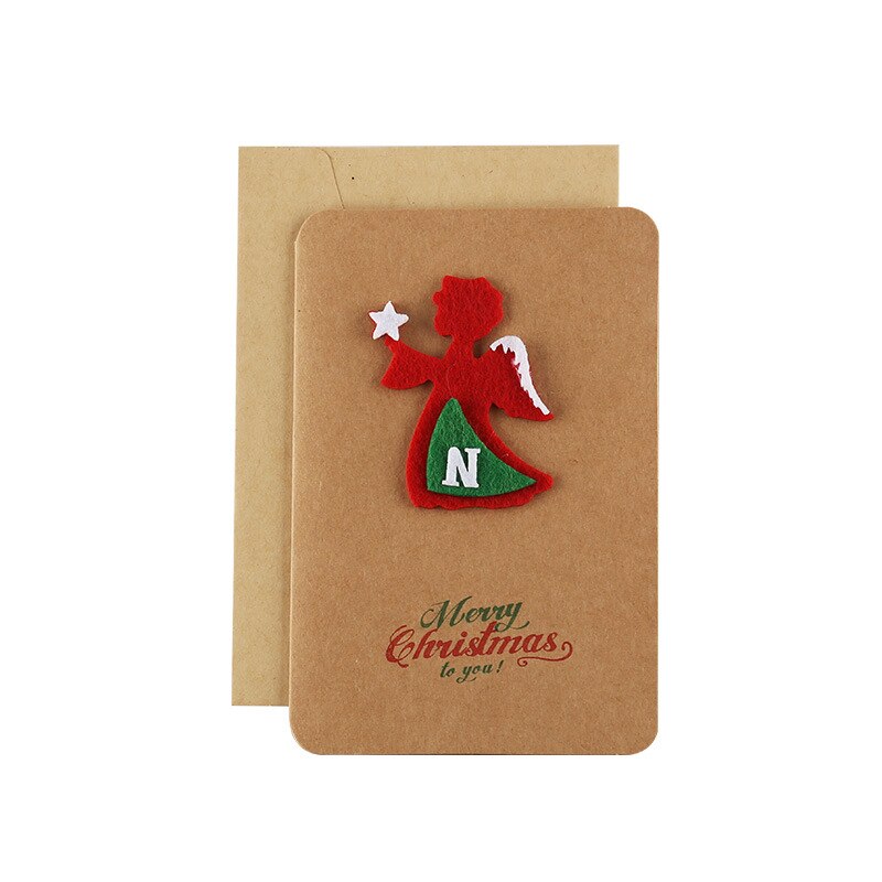 Vintage Kraft Paper Christmas Card Handmade Three-dimensional Blessing Thanksgiving Christmas Blessing Card with Envelope: SMT000035-5