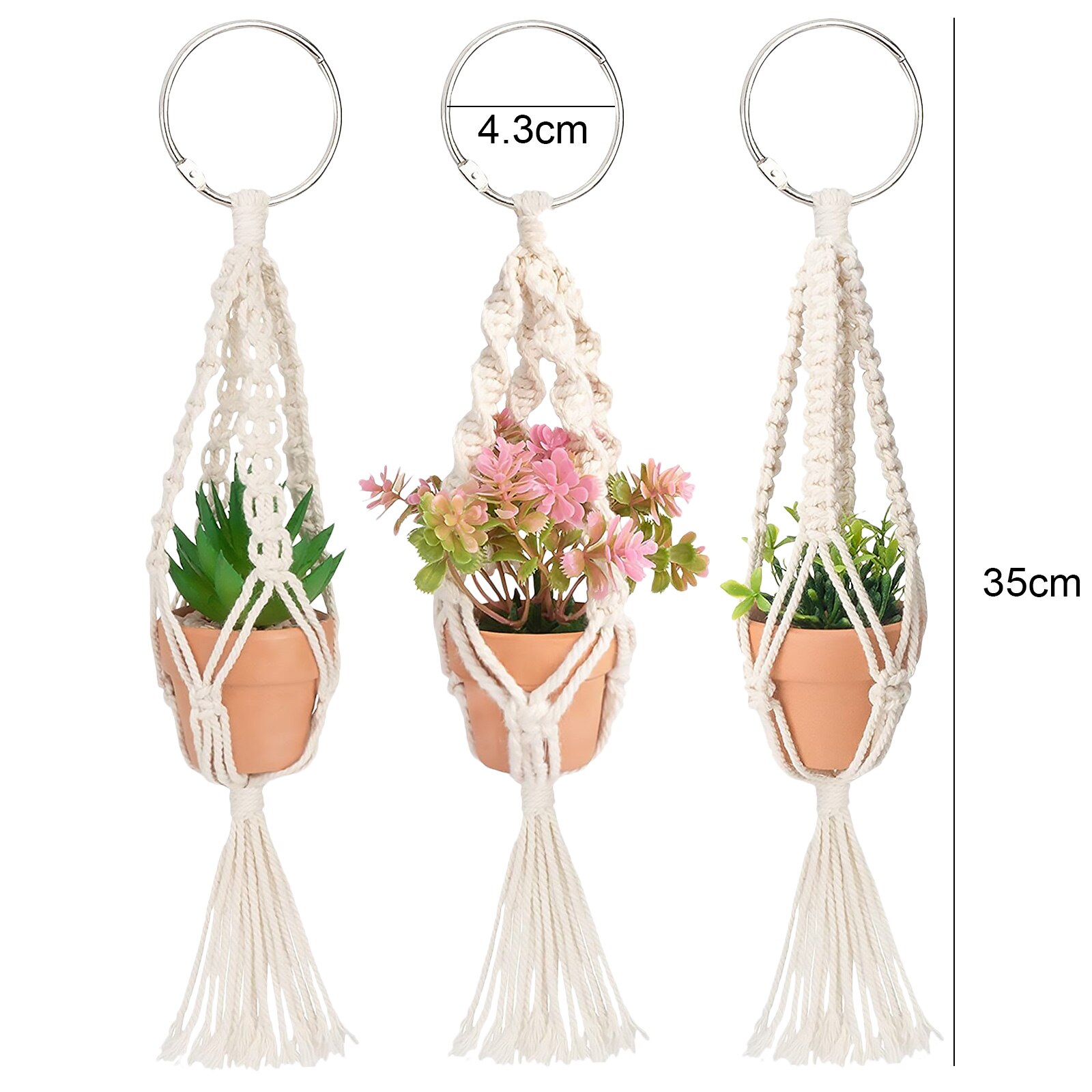 thumbnail image 2 of 2, 4, Or 6-Pack Natural Jute Macrame Plant Hanger – Indoor/Outdoor Hanging Planter Basket Rope Holder, 90cm/122cm 2 of 4
