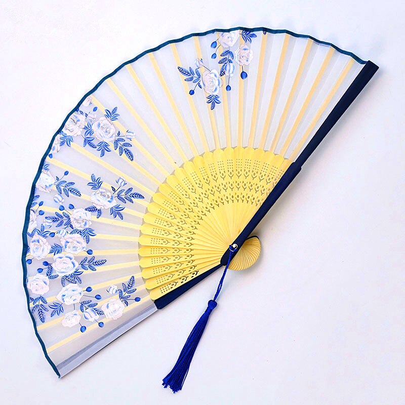 Chinese Japanse Vouwen Ventilator Houten Schacht Klassieke Dans Fan Kwastje Elegent Vrouwelijke Fan: F