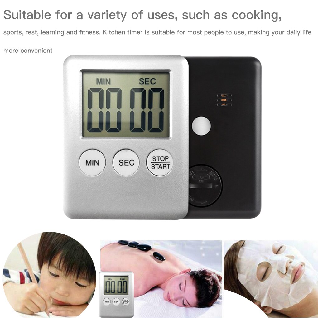 Kitchen Digital Timer Cooking Studying Count-down Clock LCD Screen Display Alarm Kitchen Gadget