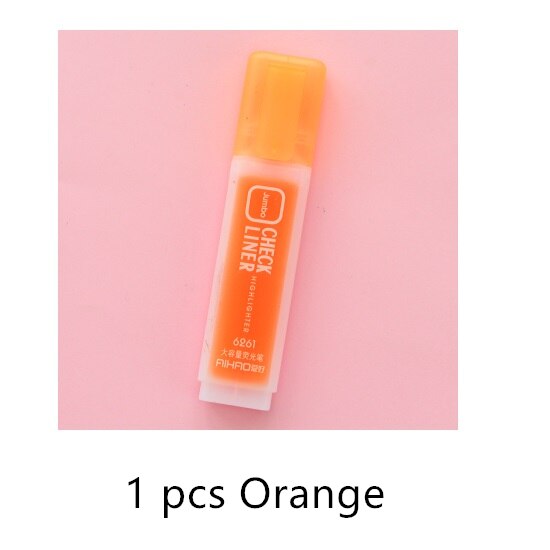 Jumbo Check Liner Highlighter Pen Fluorescent Colors Marker Drawing Pens Stationery Office Paper Fax School Paint Supplies A6646: Orange