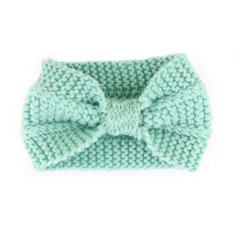 Winter gebreide hoofdband tulband haarband voor vrouwen meisjes baby meisjes haaraccessoires gehaakte strik haarband hoofddoek: Stijl 2 groen