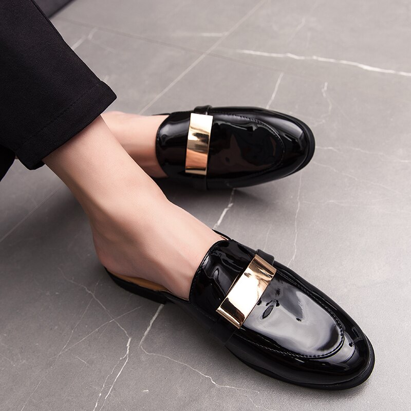Sandalias de hombre , nuevas zapatillas de verano para hombre, zapatos de charol informal para hombre, chanclas deslizantes para hombre, mocasines, zapatos de mula