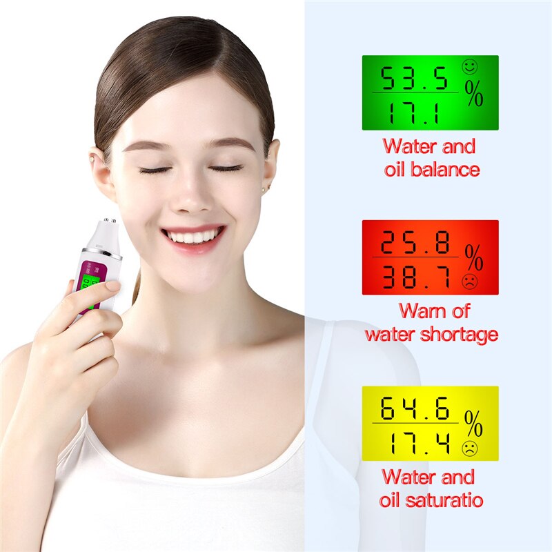 LCD Display Body Moisture Monitor Detector Face Skin Tester Moisture Water Oil Analyzer Skin Care Tester Fluorescer Detector