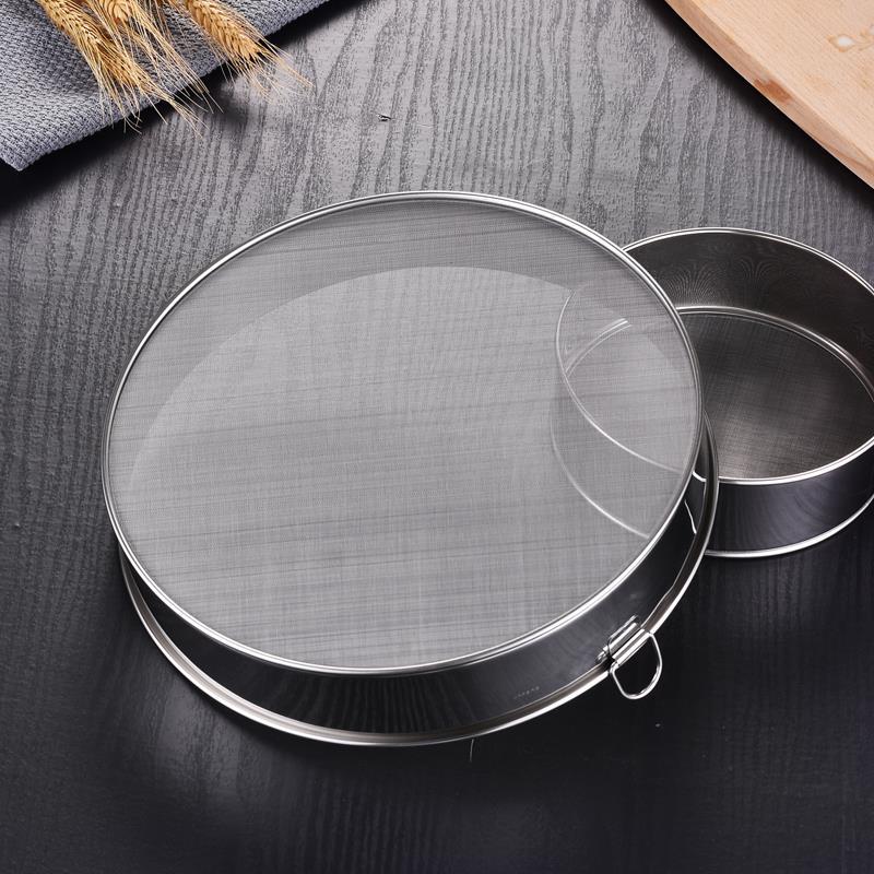 Tamis à farine en acier inoxydable 304, trou Dense de 60 mailles, outil de cuisson rond épaissi, filtre de 40 mailles de sucre en poudre