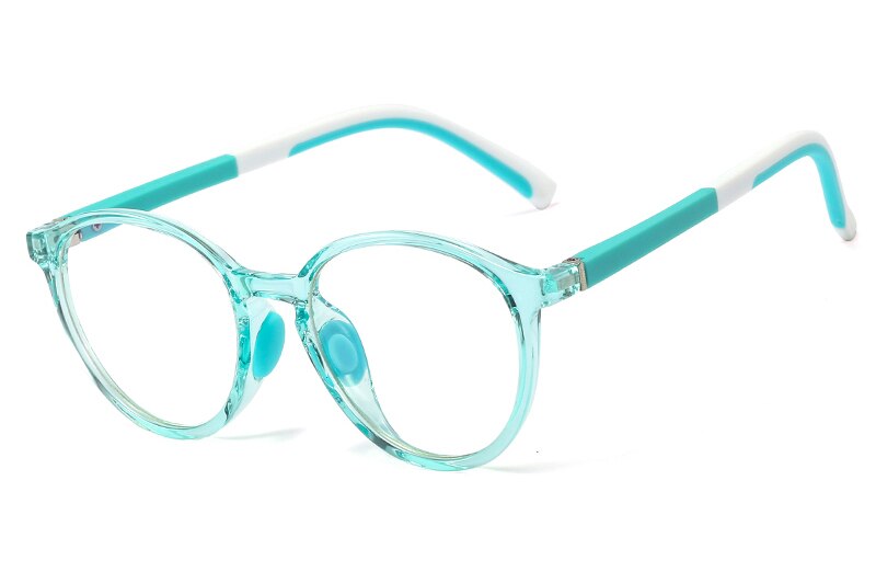 Peekaboo blue light blocking round frame glasses for kids girls boys tr90 transparent eyeglasses myopia accessories for students: green with clear