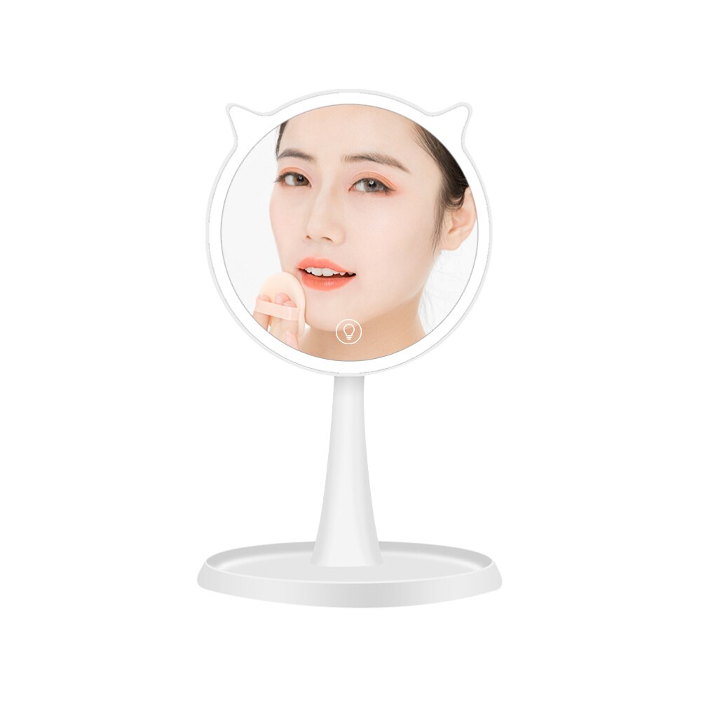LED Makeup Mirror Fill Light Mirror Rechargeable Desktop Mirror Looking Glass Cosmetic Mirror without Magnifying Glass: White