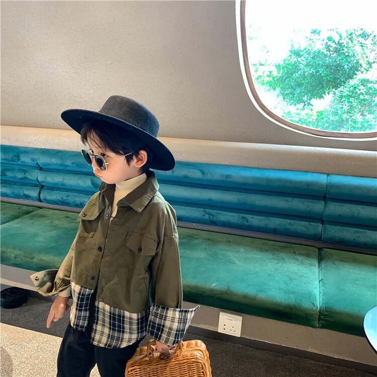 Kinderen Stiksels Shirt Jasje Herfst Jongens En Meisjes Lange Mouwen Casual Plaid Casual Blouses Peuter Kids Katoenen Kleding