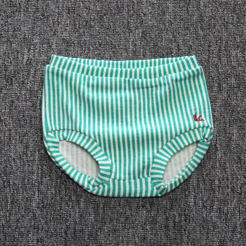 Toddler baby piger drenge sommer bomuld slik farver shorts stribe solid print pp bukser outfit strand bukseshorts 1-4y: Grøn / 12m