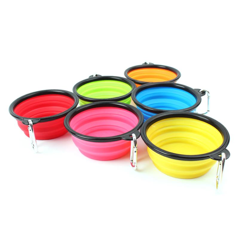 De Viaje de silicona plegable Bol para mascotas perro tazón plegable portátil Gato comida de perro alimentación de agua taza plato, suministros para mascotas