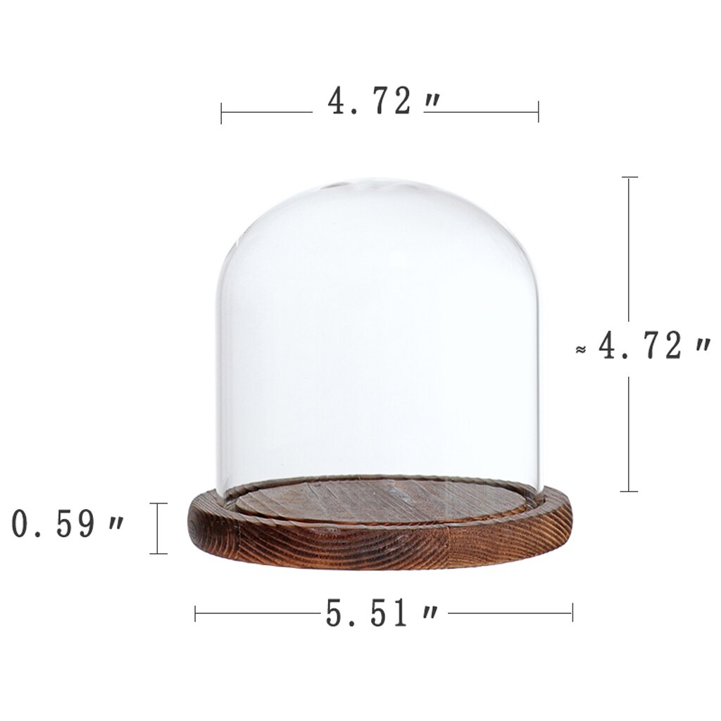Glass Cover Dome Container with Base for Flower Rope Lights Party Cupcake Display Decor: Brown E as describe