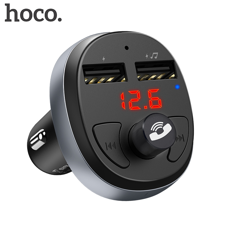 Hoco Car Charger Voor Iphone Mobiele Telefoon Handsfree Fm-zender Bluetooth Carkit Lcd MP3 Speler Dual Usb Auto Telefoon lader