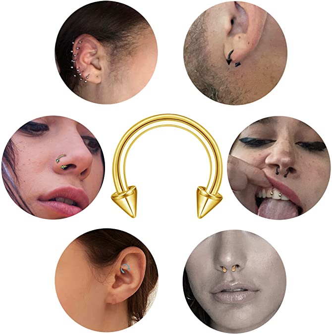 14Stck Kegel Spitze Hufeisen kreisförmig Septum Nase Ring Chirurgische Stahl Nippel Reifen Augenbraue Ohr durchbohren Körper Schmuck