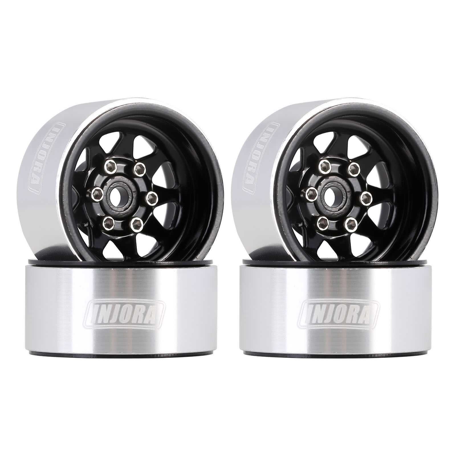 INJORA 1.0 Beadlock Velg Diepe Schotel Negatieve Offset 3,78 mm Gestempelde Stalen Naaf voor RC Crawler Auto Axiale SCX24 TRX4M (W1004): WHITE