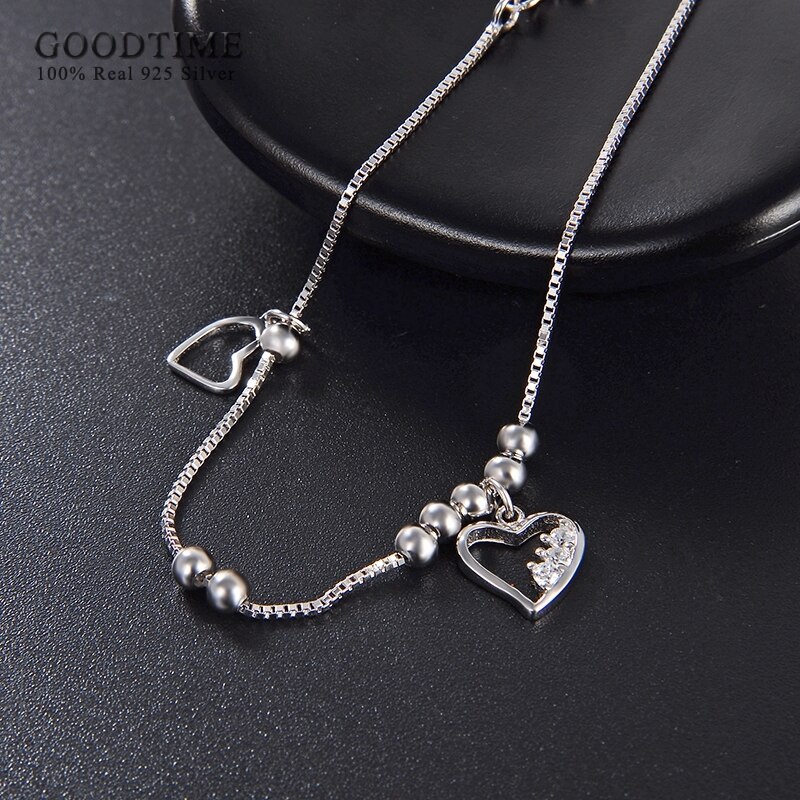 Delle Donne di modo del Calzino 925 Sterling Silver Cuore di Amore Perle di Zircon Argento Cavigliera Studente Ragazza Del Piede Fresco Accessori Per Il Vestito Up