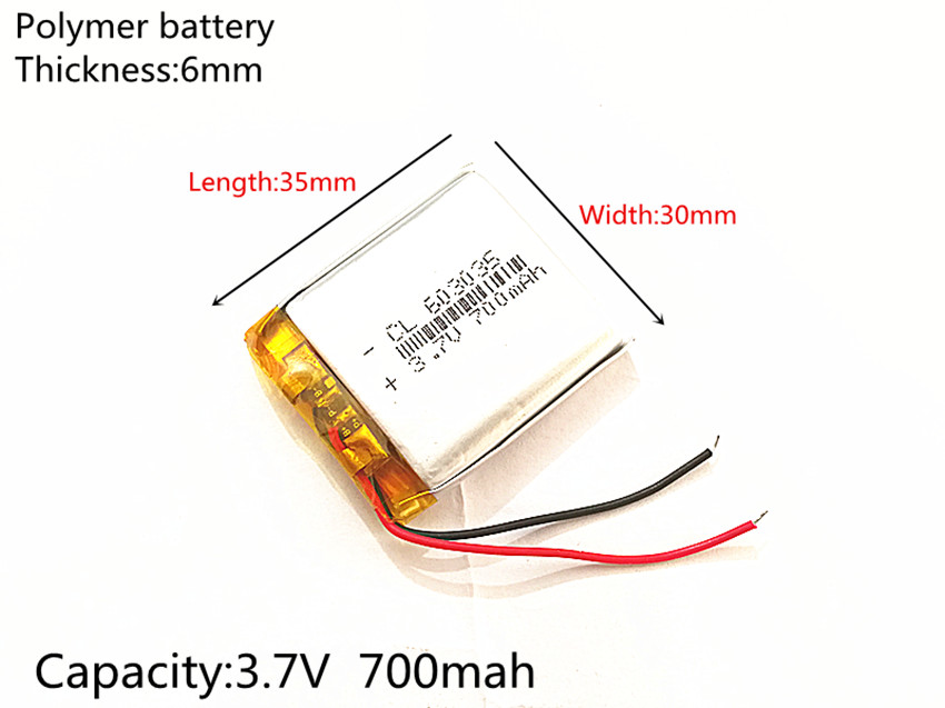 Polymer batterij 700 mah 3.7 V 603035 smart home Li-Ion batterij voor dvr GPS mp3 mp4