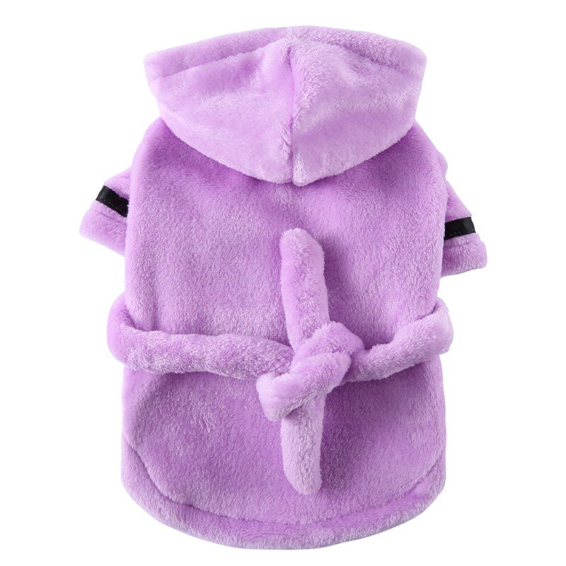 Miękkie szybkie suszenie Pet piżama zagęszczony luksusowy miękki bawełniany szlafrok z kapturem Super chłonny do kąpania psa ręcznik Pet Nightwear: FIOLETOWY / L