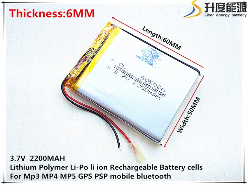 Size 605060 3.7V 2200mah Lithium polymer Battery With Protection Board For MP5 GPS Tablet PC Digital Products