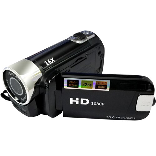 16x digital zoom video dv kamera 2.7 tommers tft lcd roterende skjerm fotografering video videokamera bryllup dvr opptaker: Svart