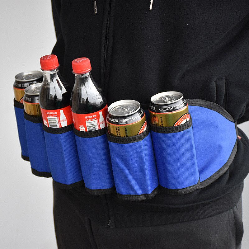 Portable bière sac bouteille taille ceinture pratique bouteilles de vin boisson porte-canette pour noël nouvel an Halloween Club fête Costume: blue