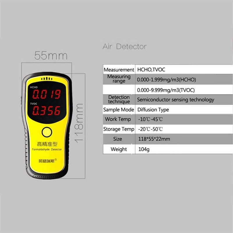 Koolmonoxide Detectoren Draagbare Formaldehyde Sensor Digitale Luchtkwaliteit Monitor Gas Analyzer Lcd Hcho Tvoc Detector