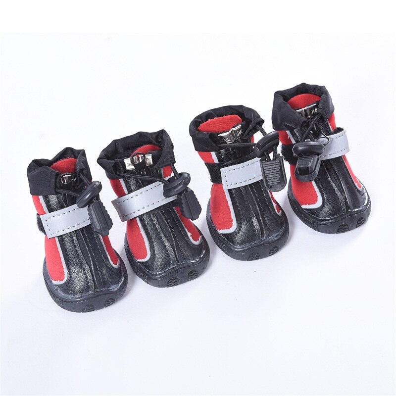 Winter Shoes For Dog Pet Waterproof Dog Boots Leather Snow RainNonslip Pet Shoes Outdoor Nonslip Paw Protector: red x1876 / 5