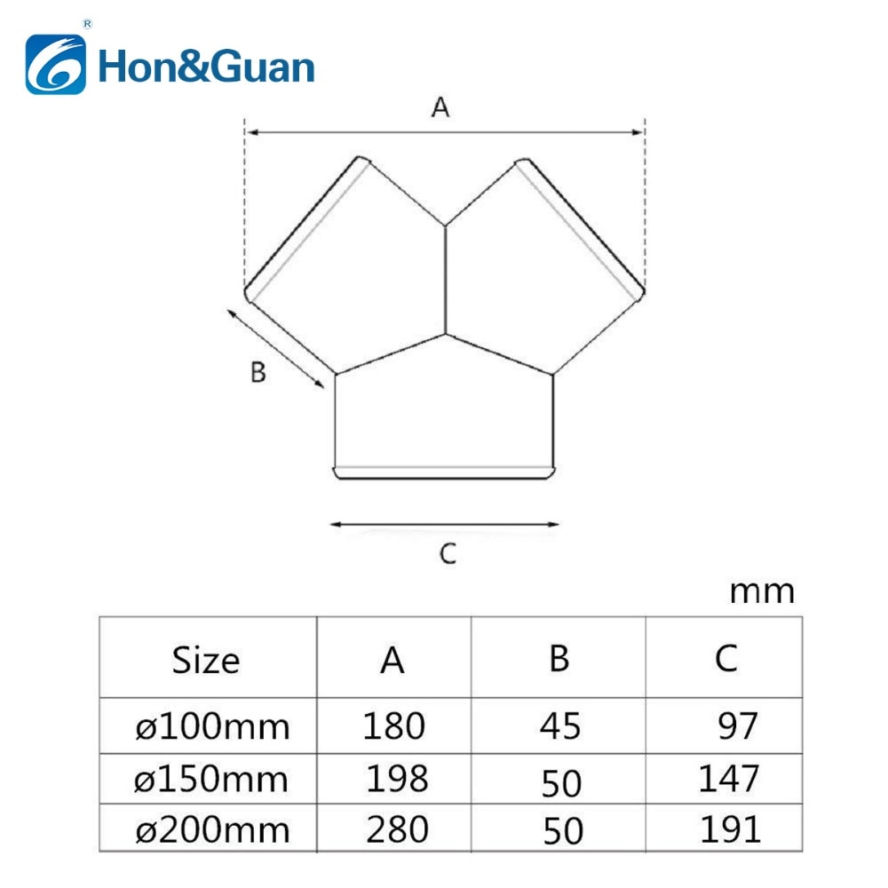 4‘’6‘’ Y&T Piece Duct Connector 3 Ways Splitter for Ventilation Tube Air Ventilator Connecting Extractor Plastic 100mm 150mm