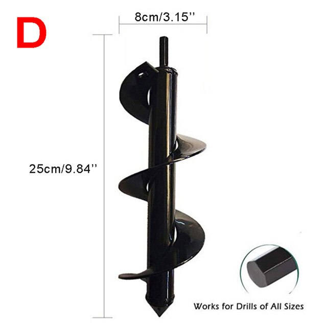 Garden Spiral Drill Bit Set Non-Slip Hex Drive HEX Shaft Drill Post Soil Cultivator Planting Hole Digger Tool: 8x25cm