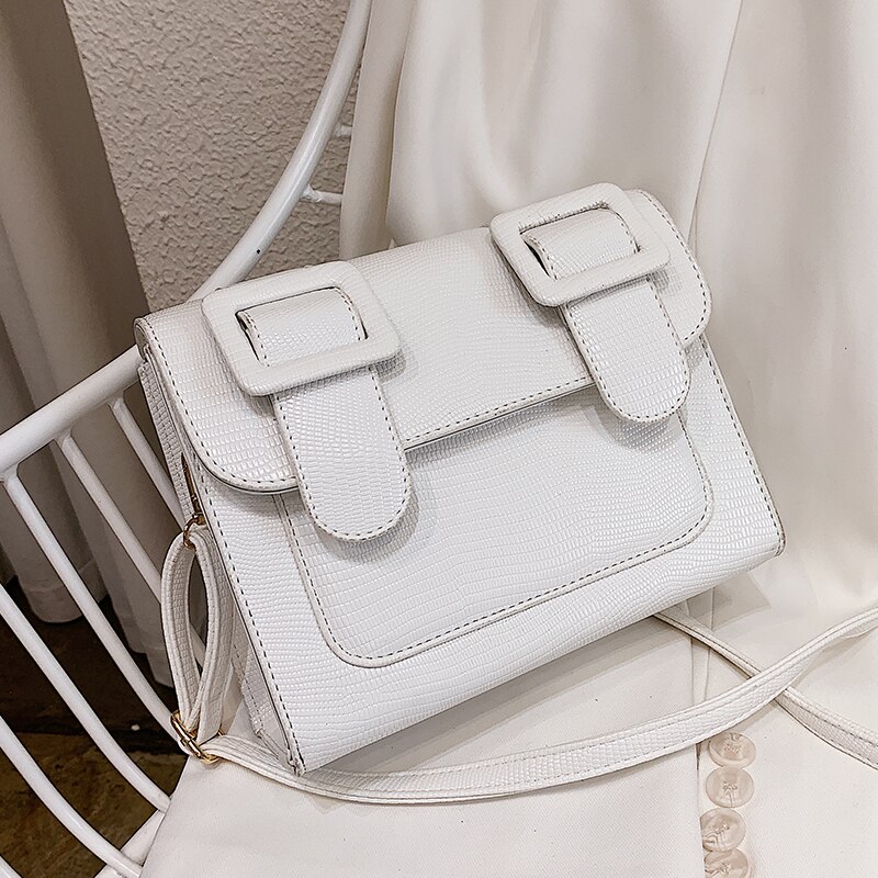Krokodillemønster firkantet crossbody-veske høy pu-lær dameveske reise skulder messenger bag