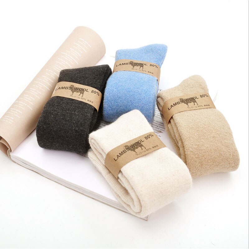 Calcetines cálidos para niños y bebés, medias gruesas de lana térmica para la nieve, invierno, de tubo largo