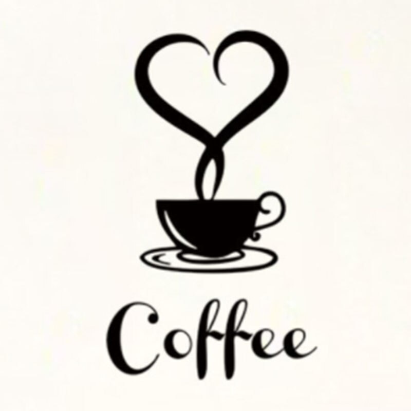 1 x Cafe Cup Stickers / Coffee cup Kitchen Art Wall Stickers for Home Decoration Removable Wall Stickers (B)
