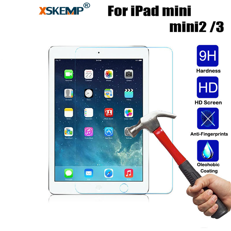 Xskemp 9h ægte hærdet glas til apple ipad mini 2 3 4 skærmbeskytter hårdt cover til ipad pro 10.5 9.7 beskyttelsesfilm: Sort
