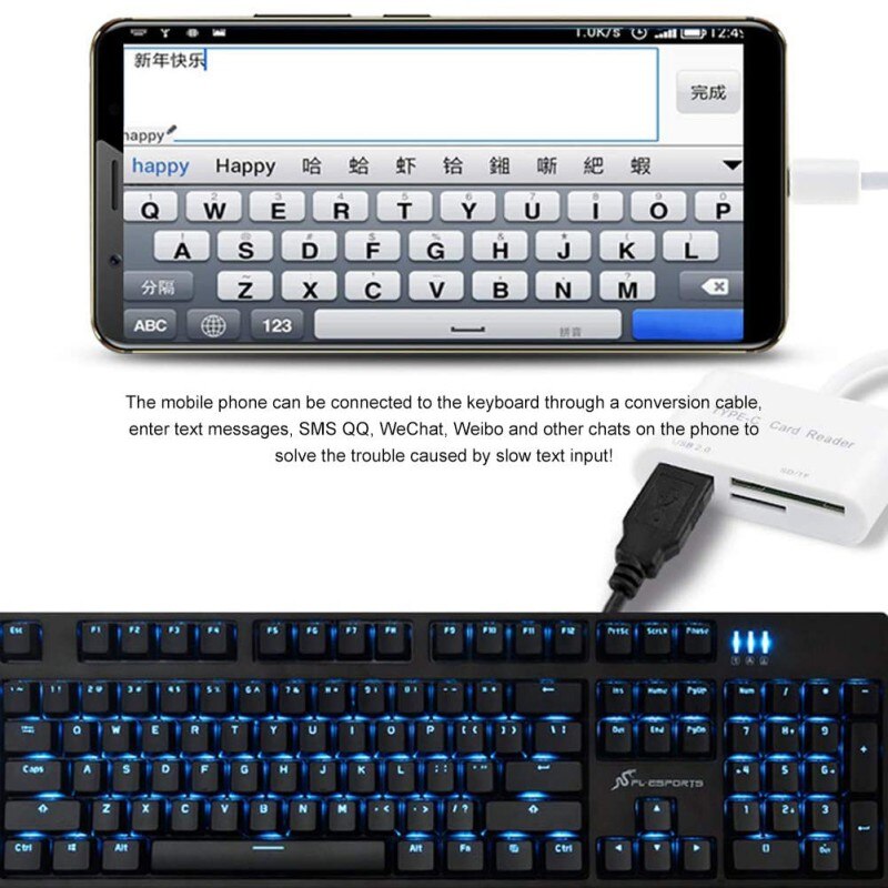 Lightning Interfaces Smart Card Reader Multi-function Three-in-one USB 2.0 SD TF For Mac Windows Linux Chrome PC Laptop ！