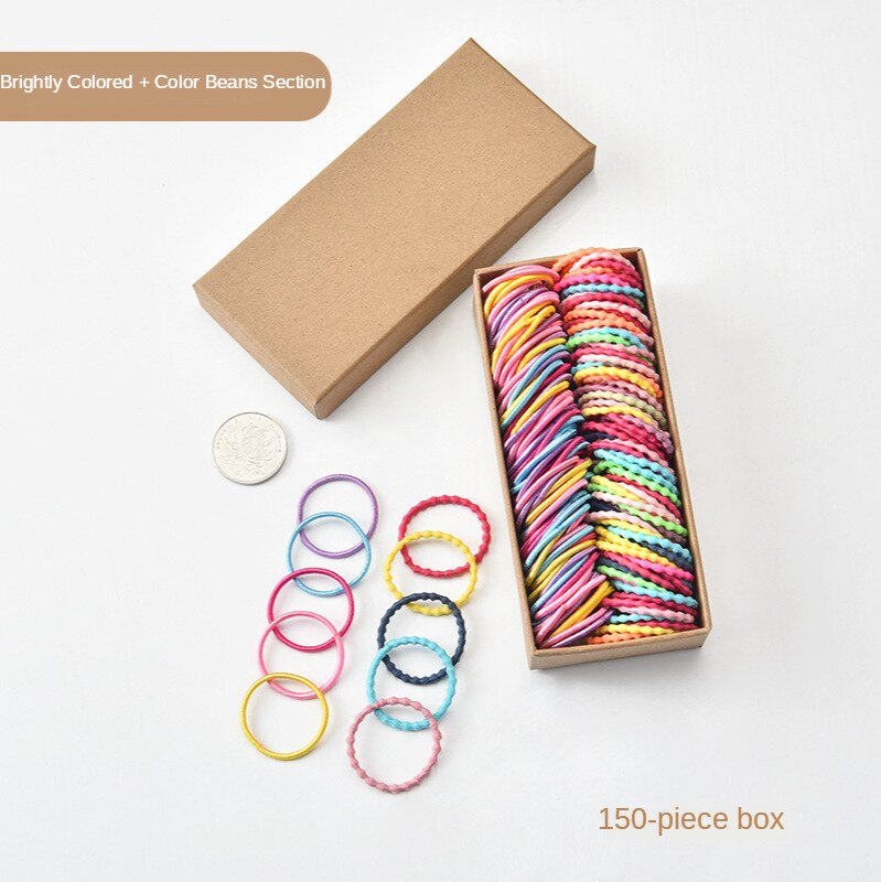 Kinderen Rubber Haarband Niet-Wegwerp Haarband Boxed Baby Kleine Nummer Meisjes Haarband Meisje Haar Accessoires Hoofdtooi: Bright Color 100   Color Bean Festival 50