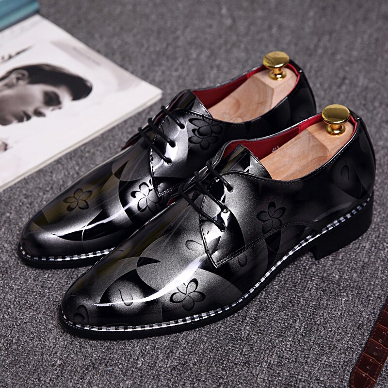 Leather Dress Shoes outdoor Male Business Crocodile Pattern Pointed Toe lace up Oxford Shoe Wedding club Party shoes men: gray / 7