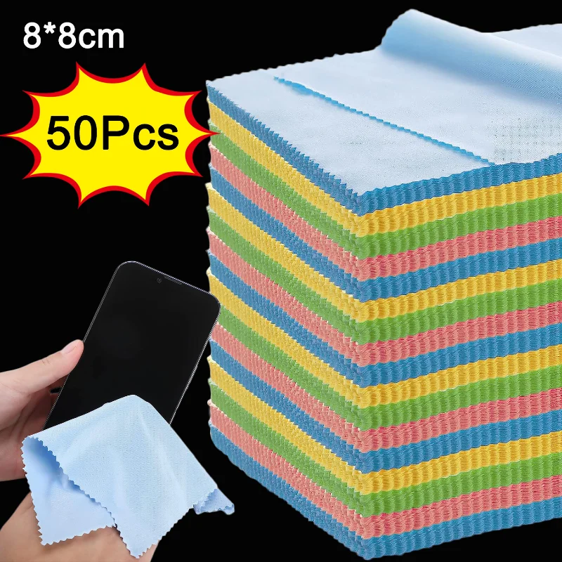 Paño de limpieza de microfibra para pantalla de teléfono móvil, gafas, limpiador de lentes de cámara, paño de pulido de 8x8cm para joyería de plata y oro