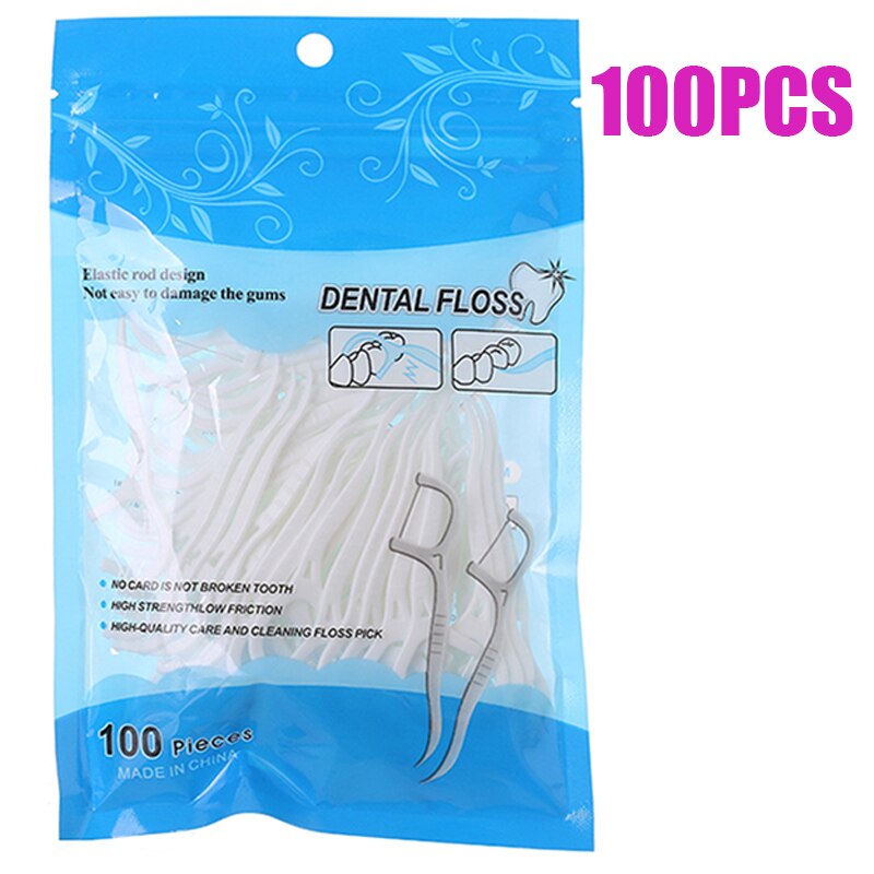 JRODIM 100pcs Toothpicks Dental Floss Flosser Picks Teeth Stick Tooth Cleaning Interdental Brush Dental Floss Pick for Cleaning