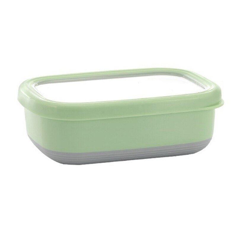 Rectangular Stainless Steel Crisper Box Food Storage Container Student Lunch Box Bento Box Kitchen Tool Food Leakproof Storage: Green / 2100ml